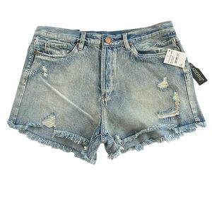 Blank NYC Distressed High Rise Button Fly Denim Shorts Hollyweird 31 NWT